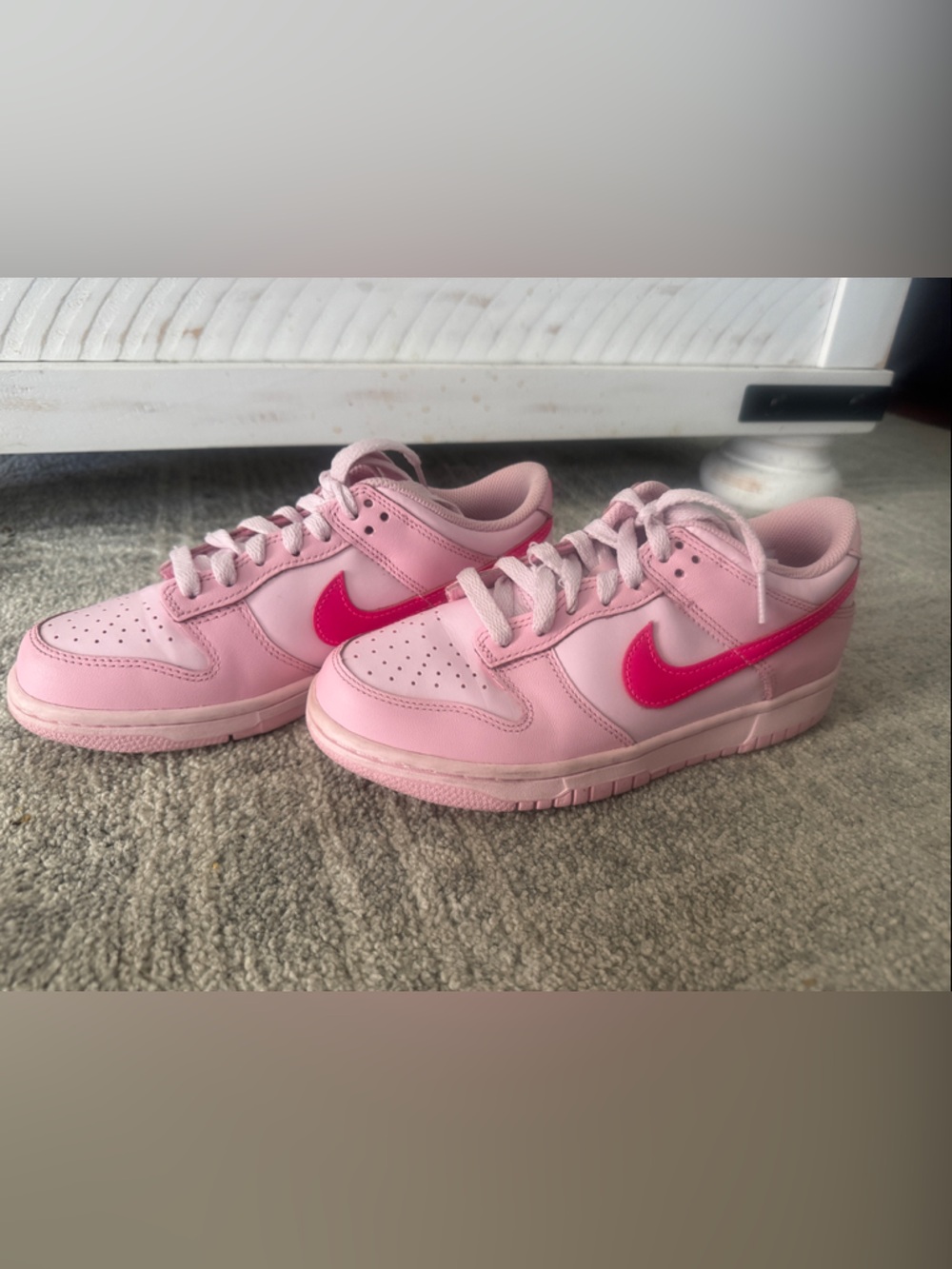 Nike Kids Pink Sneakers with Hot Pink Swoosh